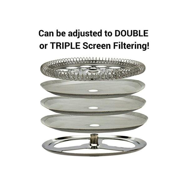 1L Stainless Steel Plunger Coffee Pot 51oz Manual Double Walled Insulated Teapot