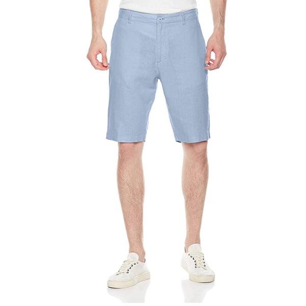 Easy Care Breathable 48% Linen Black Viscose Shorts Men'S Flat Front Shorts