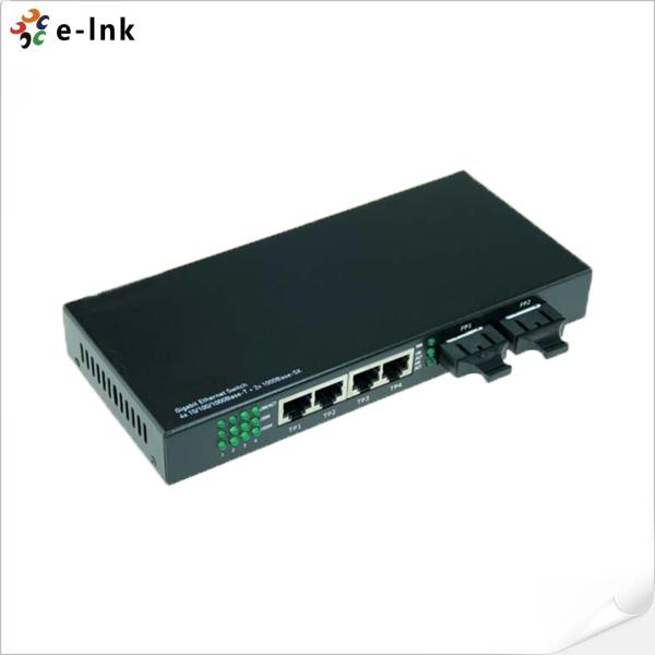 Din Rail SC SFP Fiber Optic Media Converter Switch 10/100/1000M 4-TX