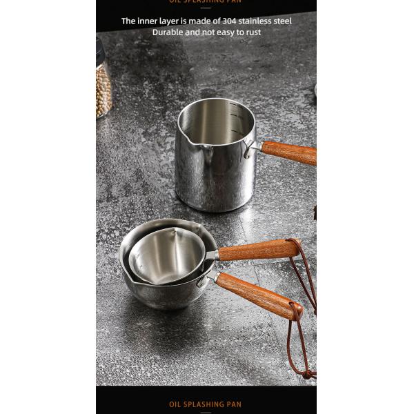 High Quality 304 Stainless Steel Measuring Cup Cooking Pot Sauce Scoop Heating Oil Pot