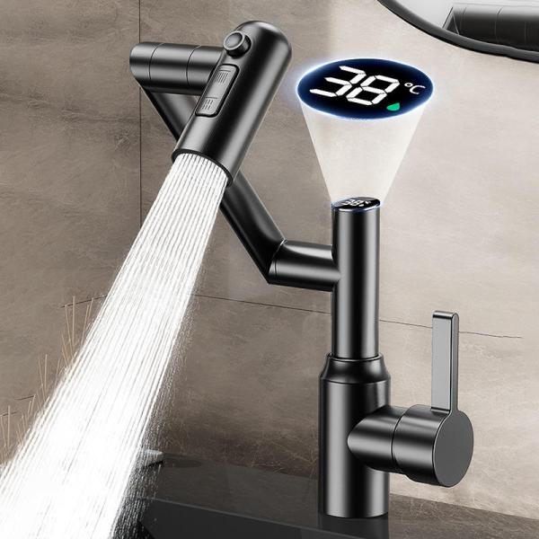 Modern 304 stainless steel single-hole installation kitchen and bathroom faucet, cold and hot dual-purpose ceramic basin faucet, electric faucet