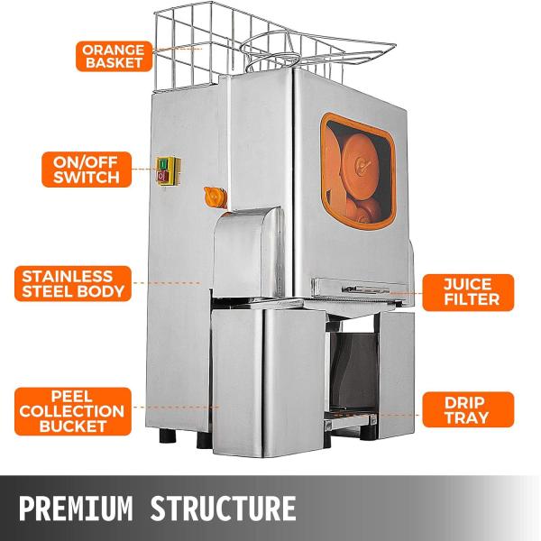 Commercial Orange Juice Machine High Juice Yield Safety Cut Off Switch 4 to 7 Glasses Per Minute