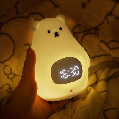 Soft BPA-Free Silicone Kids Alarm Clock  Portable Children USB Rechargeable Nightlight