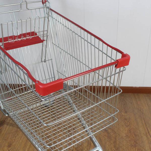 180L General store Galvanized European Market Supermarket Shopping Trolley with edge wrapping strips