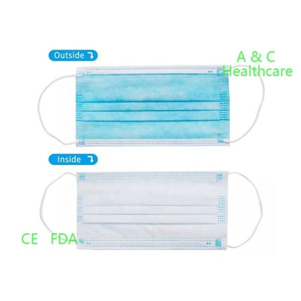 CE Standard 3 Ply Disposable Face Mask Non Woven Melt Blown Fabric