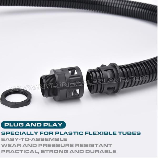 Connecteurs conduits métriques M12-M63, raccords conduits droits presse-étoupes nylon pour tuyaux flexibles AD10-AD54.5