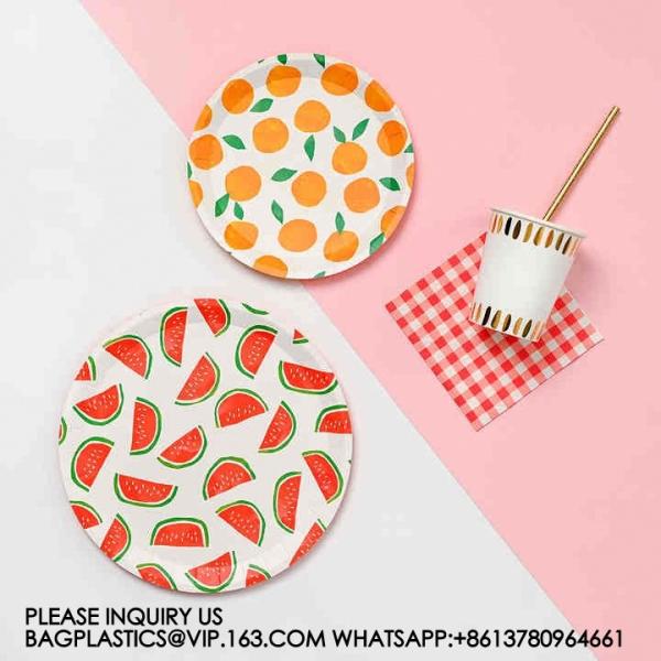 Fruit Party Decoration Tableware Disposable Paper Plate Set Fruit Punch Theme Party Supplies