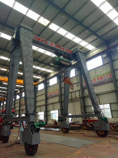 10 Tons Single Beam Gantry Crane Rubber Tyred With European Style Hoist