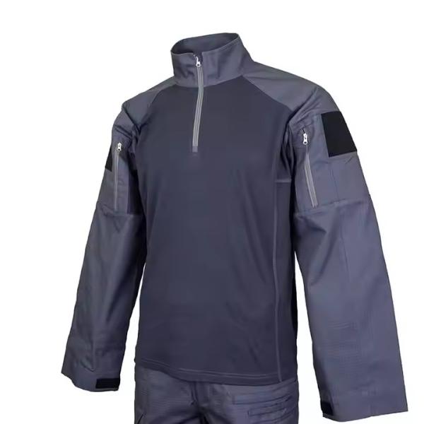 Multi-pocket Zippered Tactical Suit in Dark Blue with Customized Logo