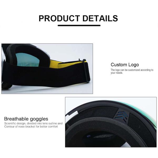 Custom Logo UV400 Anti-Fog Spherical Mirror Snowboard Goggles with 3 Layers Foam