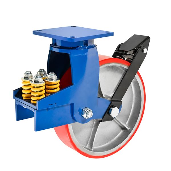 Heavy Duty  Industrial Caster Flat Round Pu Wheels Cast Iron Core Whee Load Capacity  270 Kg To 1600kg