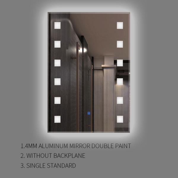 Bathroom Intelligent Touch Wall Mounted Lighted Makeup Mirror 4mm Aluminum