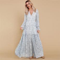                  Slim Fitting Women Dress Floral Print Loose Mature Women Casual Maxi Dress Vestidos Clothes Summer Womens Dress             