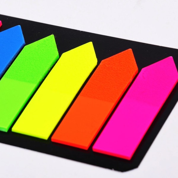 Neon Page Markers Colored Index Tabs Different Shapes PET Fluorescent Note Pad