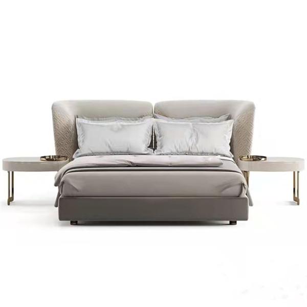Super King Size Velvet Luxury Italian Bed Full Brushed Leather Bed For Bedroom
