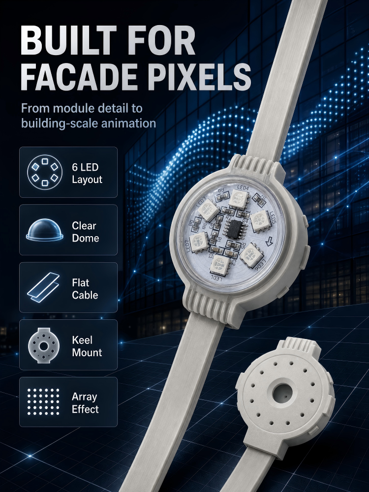 Full Color LED Point Light Source Media Facade Lighting