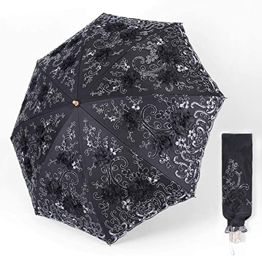190T Pongee Fabric Umbrella Fully-automatic Battenburg Lace for Vintage 3D Performance