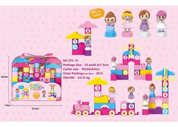 72 Pcs Plastic DIY Building Blocks Educational Toys W / Train Numerals 4 Figurines