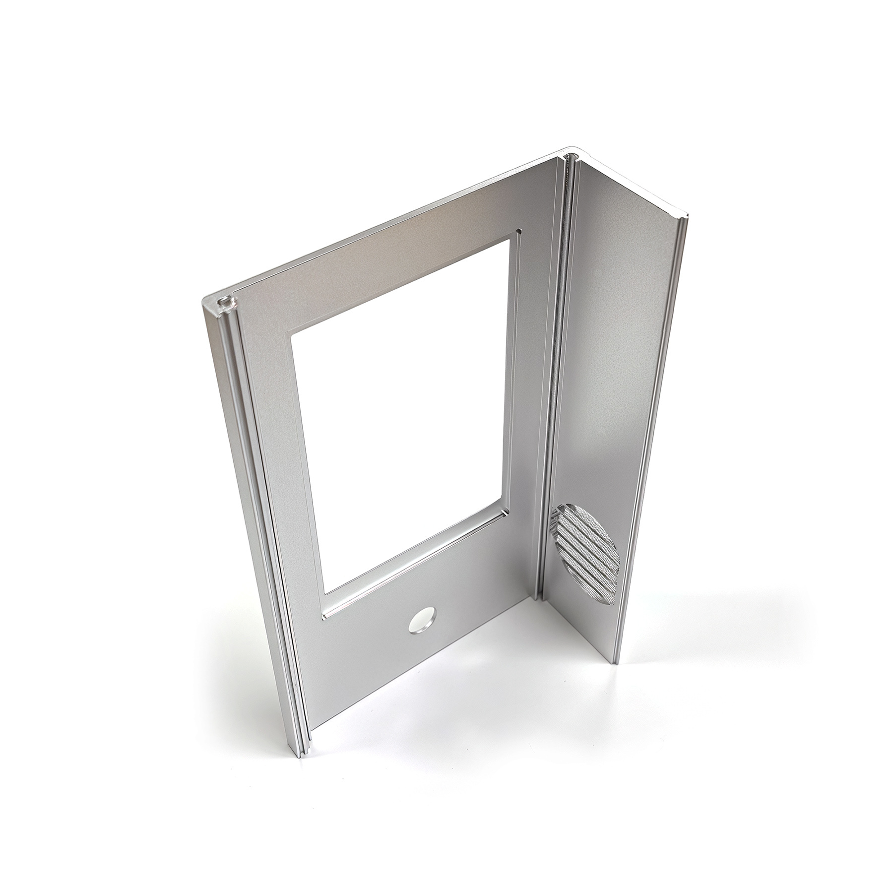 L Shape Aluminum Enclosure Silver Anodized CNC Machined Control Panel Industrial Touch Screen Front Housing