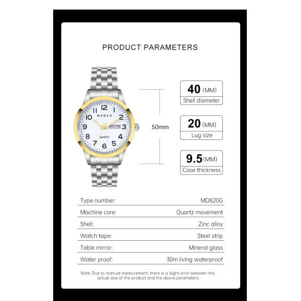 Silver Stainless Steel Quartz Watch With Japanese Movement