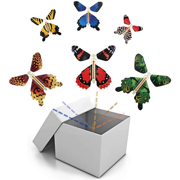 Wind Up Magic Flying Butterfly Toys Great Surprise Card For Kids 4.5*3.9 Inch