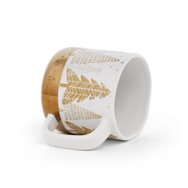 Рождественская кружка Керамическая чайная кружка Кофейная кружка Электропластированный декальный фарфор Золотой белый