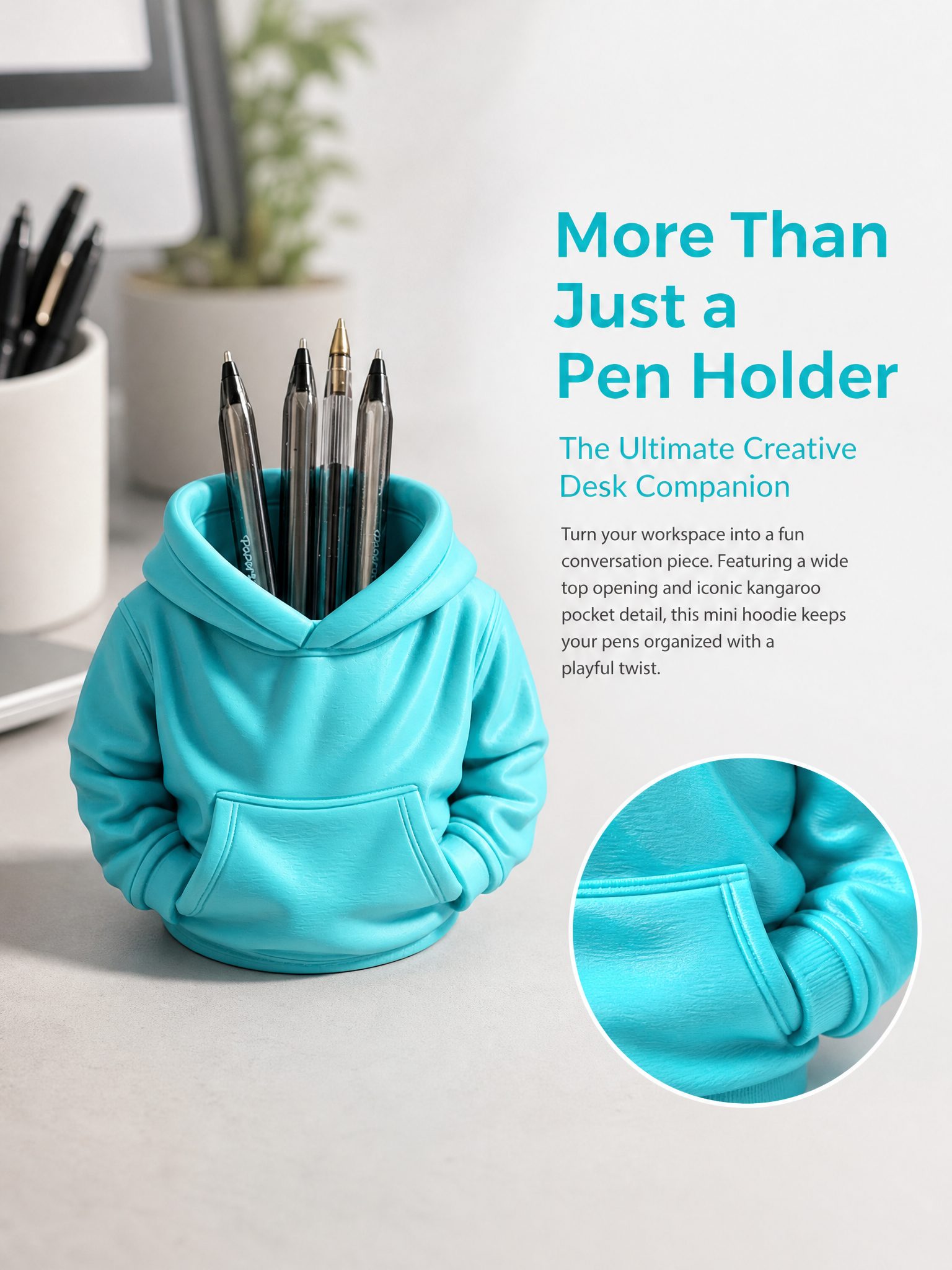 Hoodie Shaped 3D Printed Office Supplies Blue Organization Desk Pen Holder