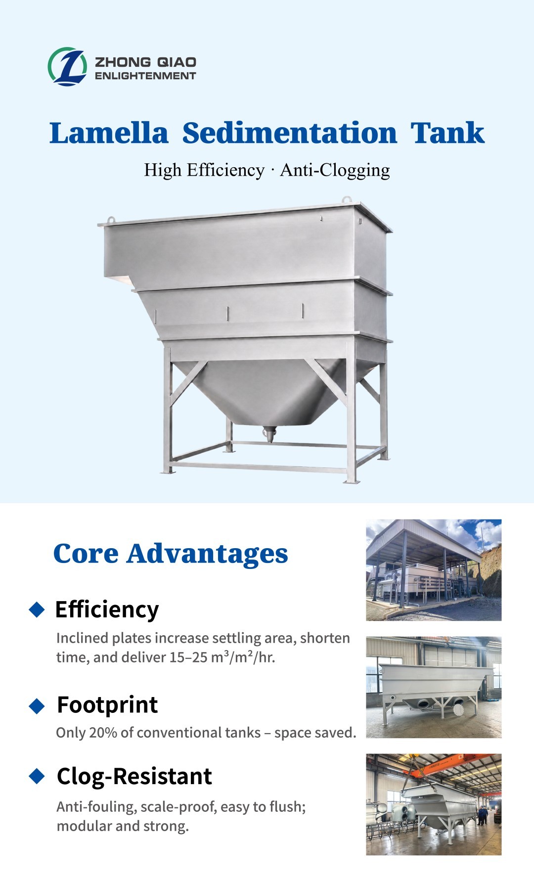 Advanced Lamella Clarifier with Low Operating Cost for High Efficiency Solid-Liquid Separation and Compact Footprint