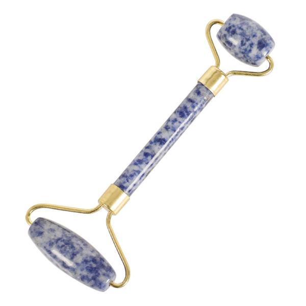 Blue Spots Sodalite Jasper Double Jade Roller For Dark Circles