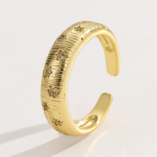 Clear Emerald CZ 14K Gold Plated Adjustable Dubai Gold Star Finger Rings Jewelry Designs for Women Gift