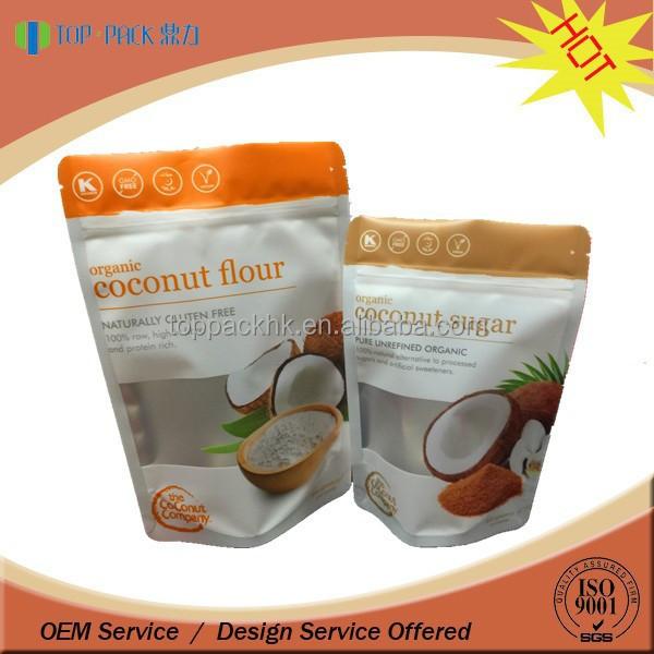 Top Pack printed bag for coconut flour, coconut sugar bag, coconut milk bag