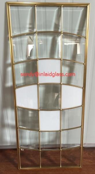 cabinet door decorative  glass of brass caming