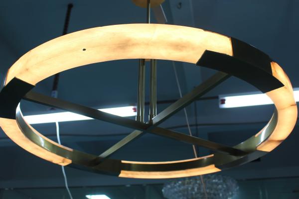 Brass Crystal Pendant Vintage Alabaster Brass Crystal Light for Elegant Indoor Spaces