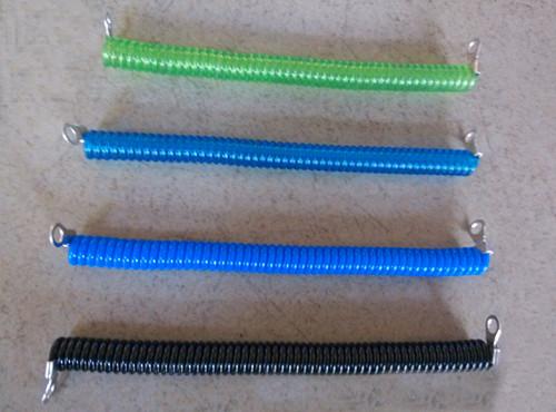 Wire tool lanyard tether for anti-theft w/ring clip with black rubber sleeve plastic coils