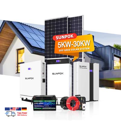Sunpok Solar Energy System Full Package 15kw with Battery Complete Kit 10kw Hybrid Solar System