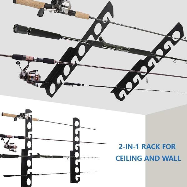 Wall and Ceiling Rod Fishing Pole Storage Rack for Garage Storage Bracket Wall Mount