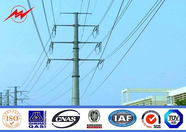 24m Galvanized Steel Transmission Poles With Electrical Power Step Bolts Accessories