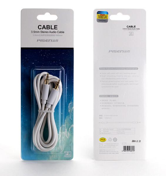 Brand new and original Pisen double 3.5mm stereo audio cable, Pisen 3.5mm stereo audio cable