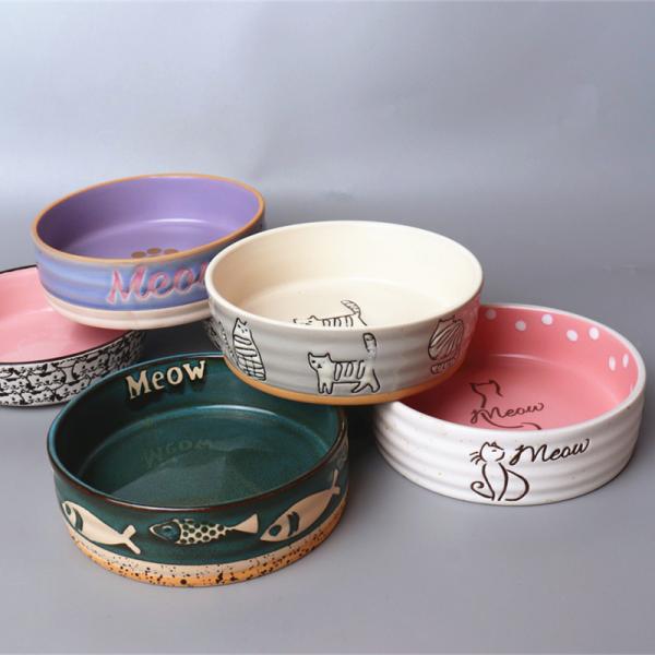 Dishwasher Safe White Ceramic Pet Water Bowl For Pets Feeding Dish