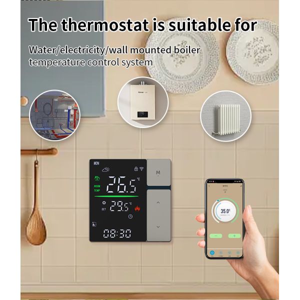 SIXWGH WIFI Smart Thermostat, Voice Control & APP Programmable Thermostat for Electric Heating Water Boiler Home and Office Use