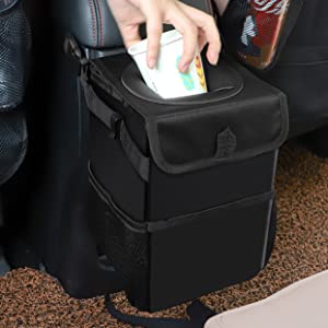 Car Trash Can For Car Cute, Car Trash Bag Bin Hanging Waterproof Automotive Car Garbage Cans Leak Proof Vehicle