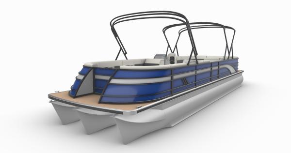 Blue White Panel Pontoon Boat with Four Side Sofa Seating for 18-22 People Luxury Leisure and Party Use