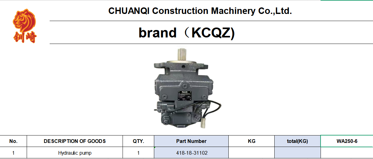 Original Hydraulic Main Pump For WA250-5 And WA250-6 Wheel Loaders 418-18-31102 418-18-31101 418-18-31103 418-18-31104