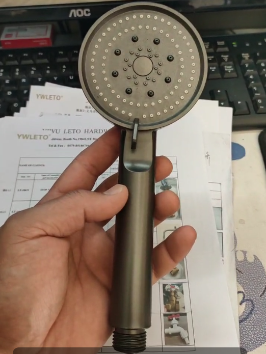 Low-flow shower head with 5 adjustable modes. One-button stop for high-pressure shower. Water massage function. Eco-friendly shower.