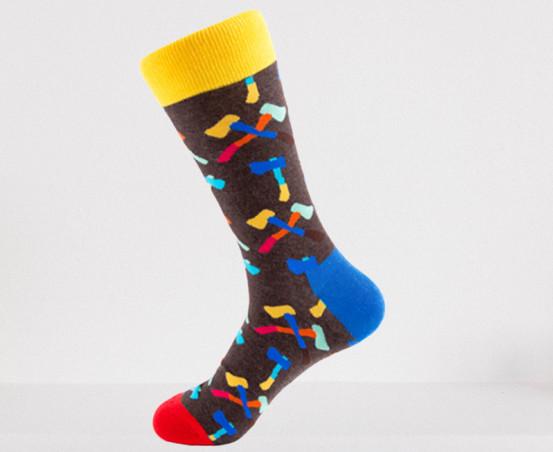 Breathable Trendy Mens Socks / Crew Fancy Dress Socks Funny Cotton Cool Custom Made