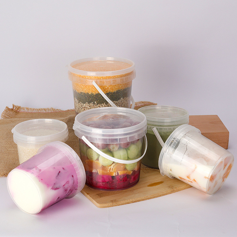 Straight Style 2L Food Grade Reusable PP Round Plastic Bucket with Handle and Handle