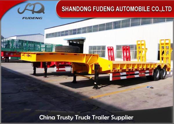 40T 2 Axle Flat Low Bed Semi Trailer / Lowboy Semi Trailer CCC Certification