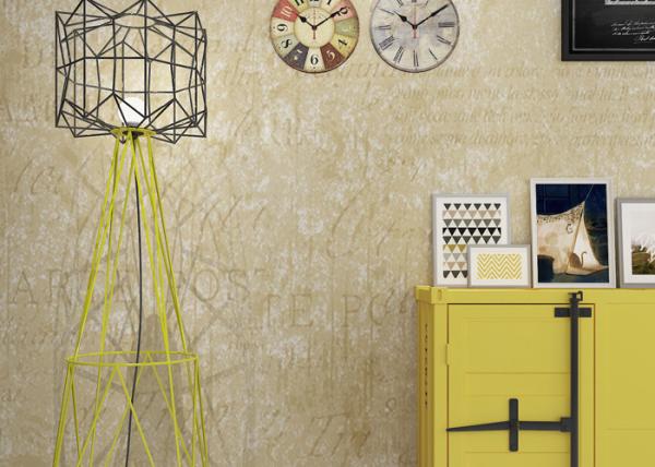 Washable Retro Vintage Wallcovering / Creamy White English Letter Wallpaper