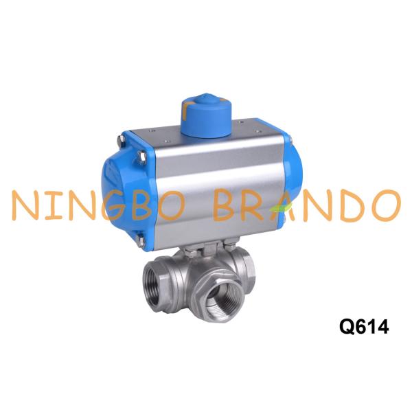 DN25 1 воздух сработало пневматическую трехстороннюю нержавеющую сталь шарикового клапана