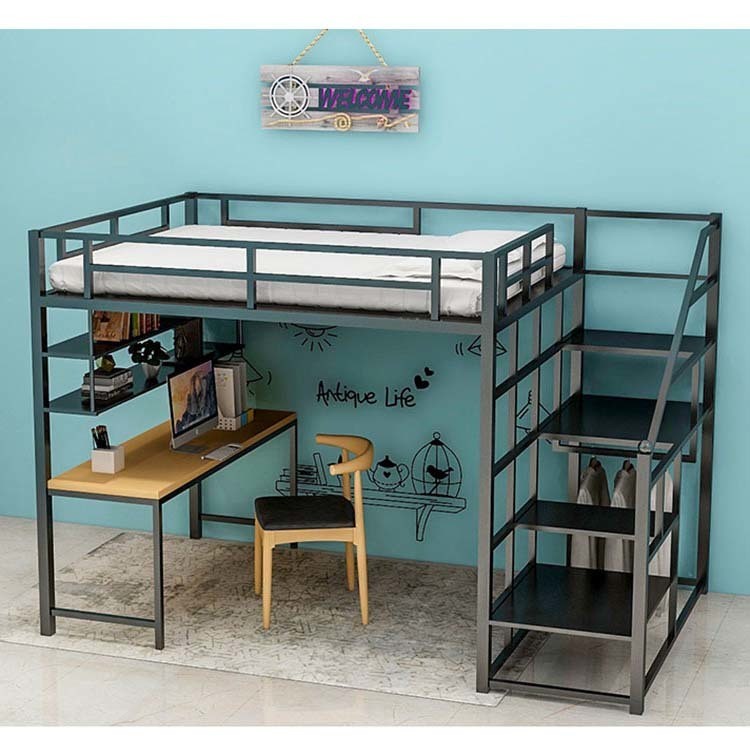 Student Dormitory Bunk Bed with Desk and Storage